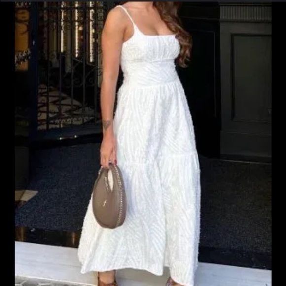 Zara Nwt Frayed Jacquard Midi Dress Zw Collection